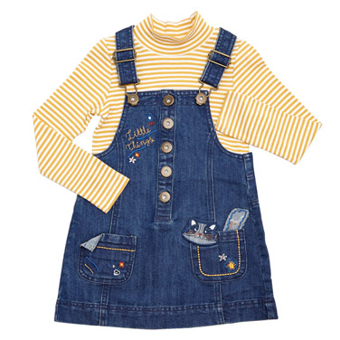 Toddler Denim Pinny With Turtle Neck